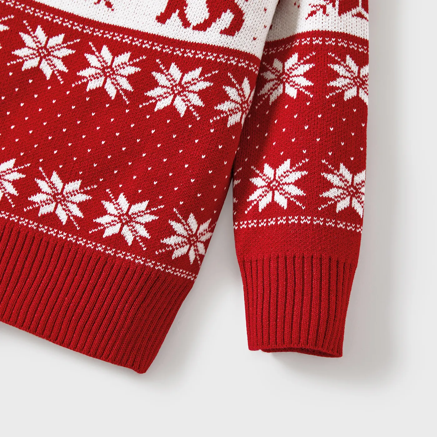 Christmas Family Matching Deer and Snowflake Graphic Long-sleeve Knitted Sweater  image 4