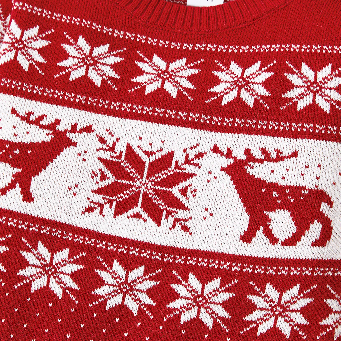 Christmas Family Matching Deer and Snowflake Graphic Long-sleeve Knitted Sweater  image 5