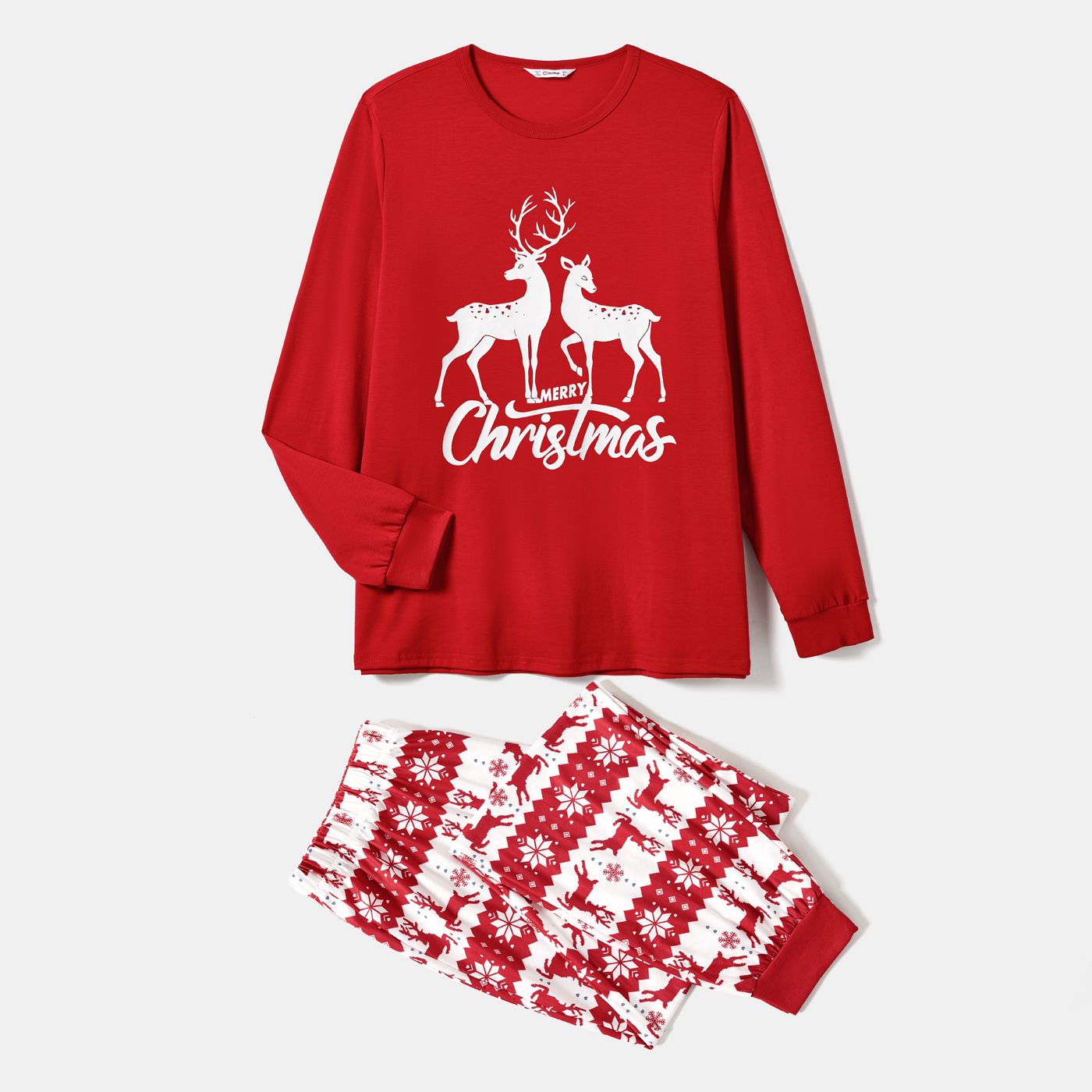 Christmas Family Matching Reindeers Print Long-sleeve Pajamas Sets (Flame Resistant)