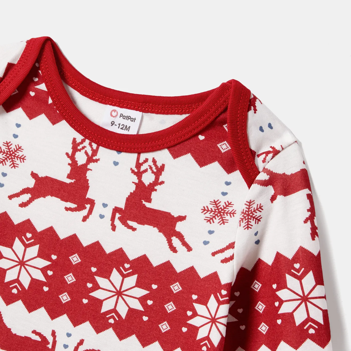 Christmas Family Matching Reindeers Print Long-sleeve Pajamas Sets (Flame Resistant) Red image 3