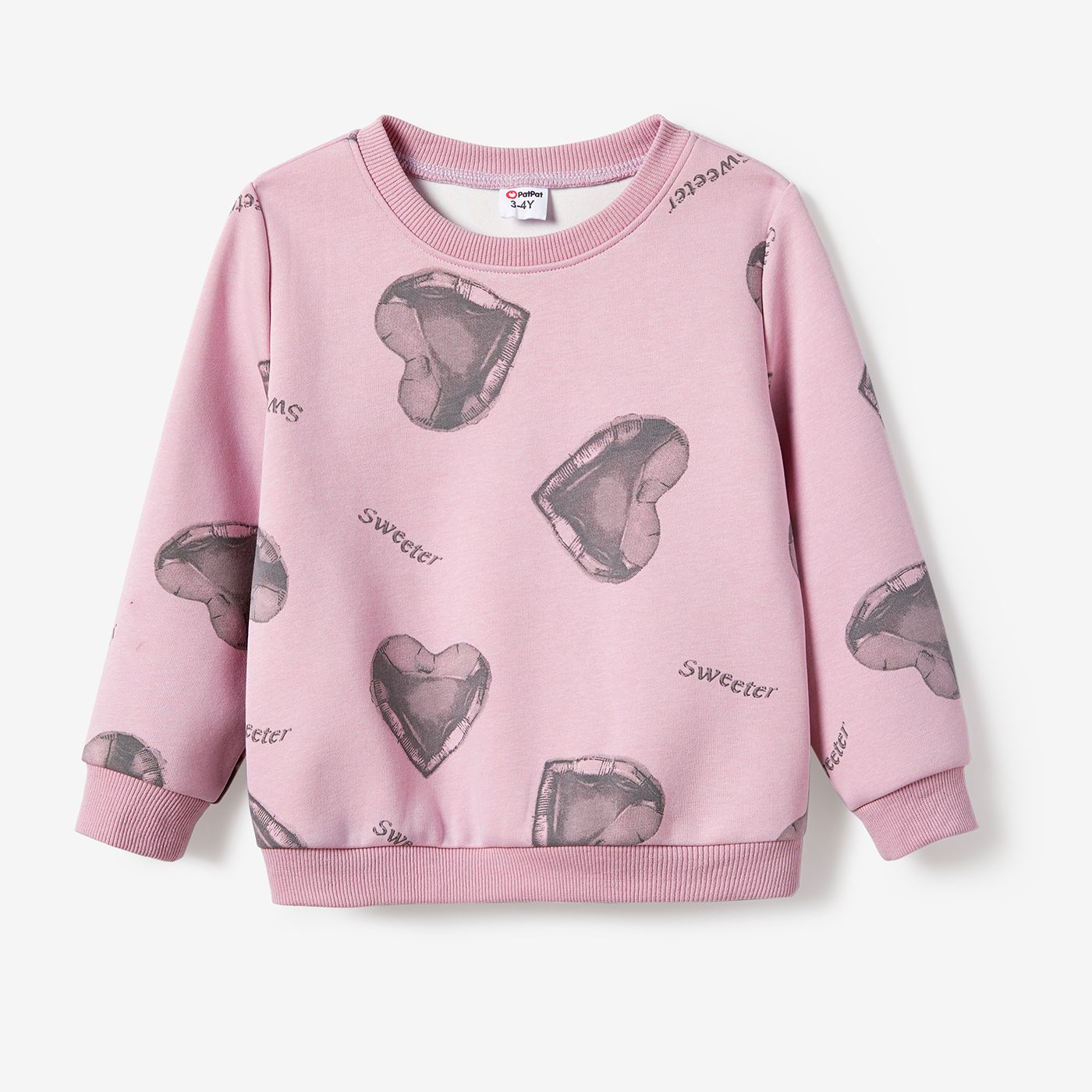 Mommy and Me Heart Pattern Long Sleeve Pink Tops
