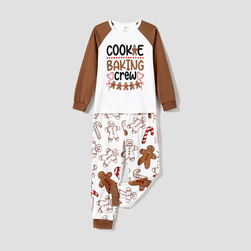 Christmas Family Matching Letter and Gingerbread Man Print Long-sleeve Pajamas Sets (Flame Resistant)  big image 8