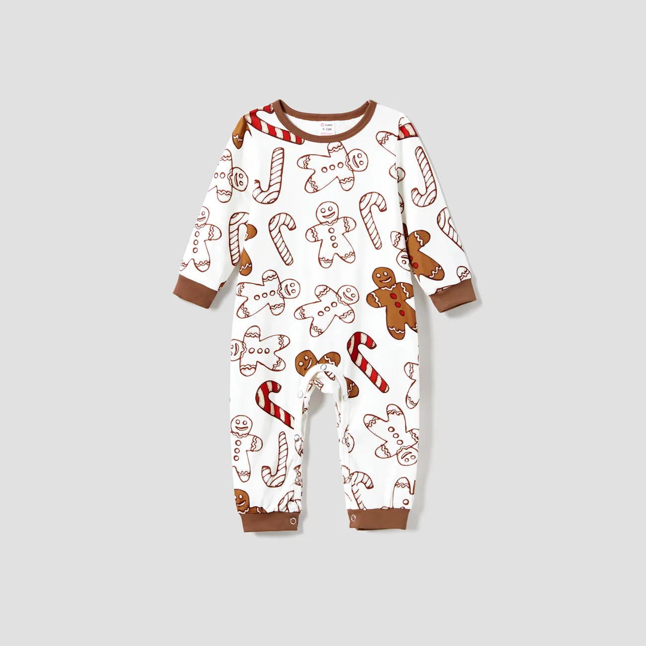 Christmas Family Matching Letter and Gingerbread Man Print Long-sleeve Pajamas Sets (Flame Resistant)  big image 1