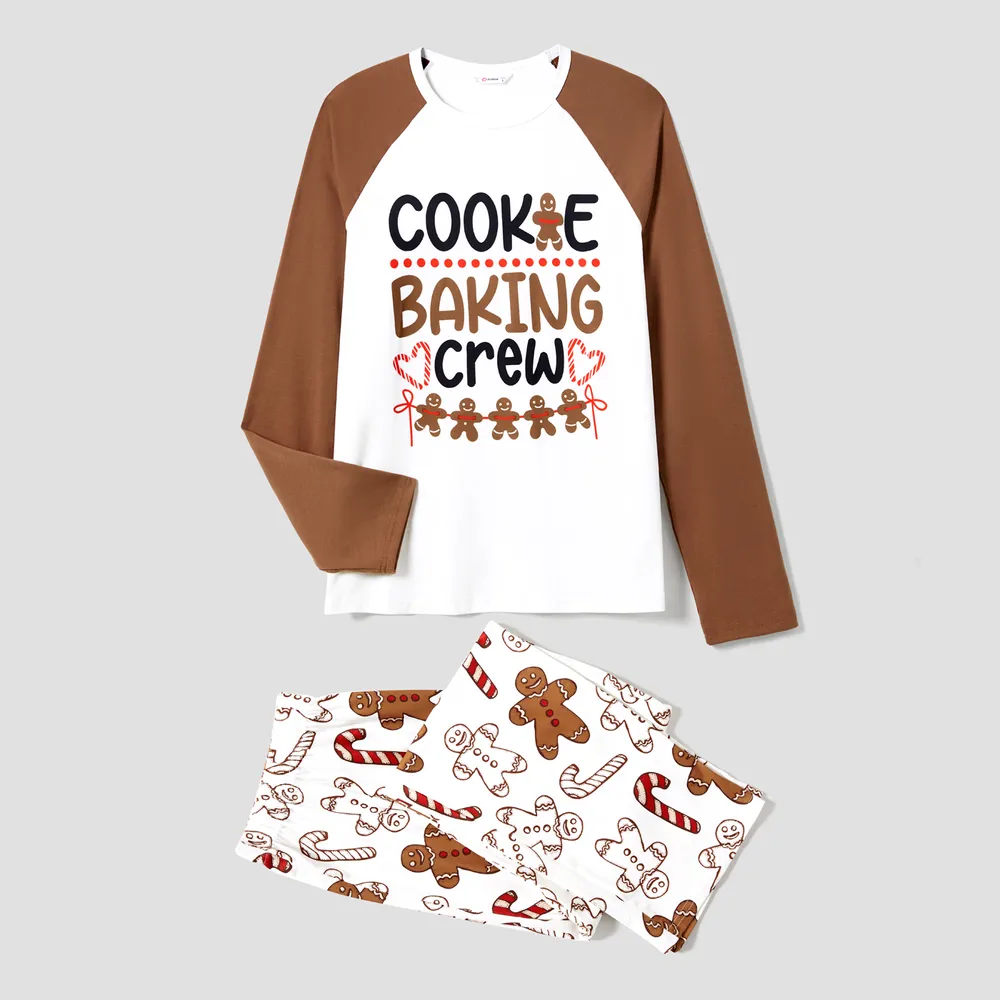 Christmas Family Matching Letter and Gingerbread Man Print Long-sleeve Pajamas Sets (Flame Resistant)  big image 17