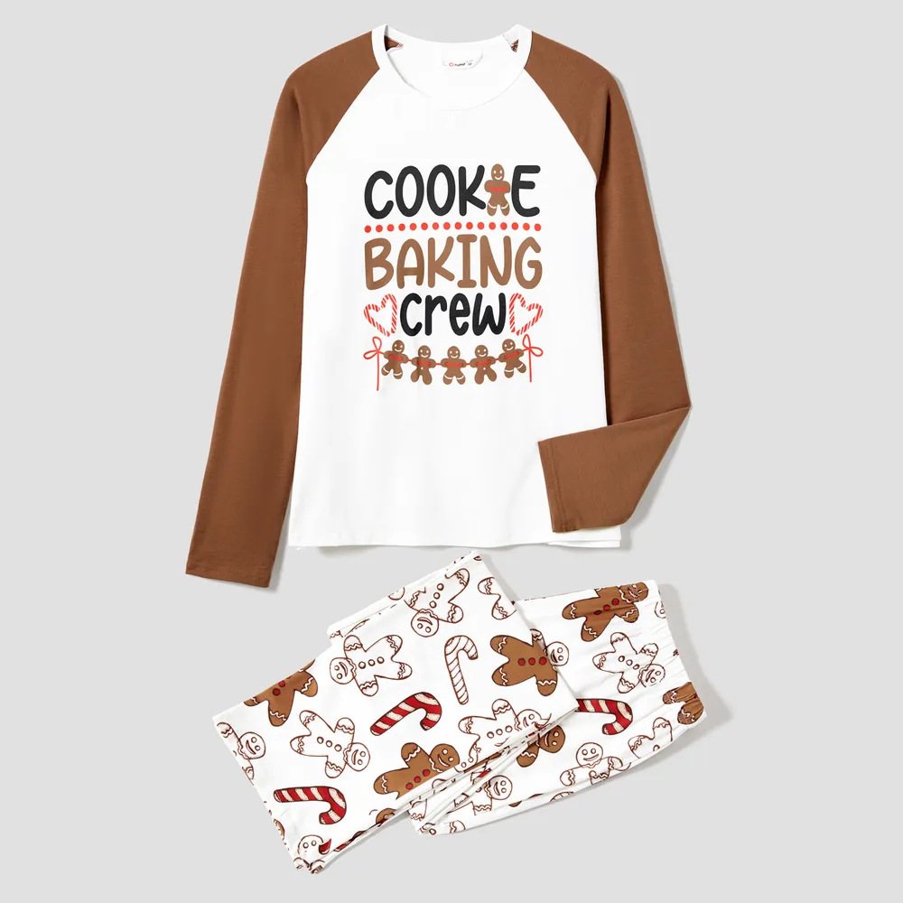 Christmas Family Matching Letter and Gingerbread Man Print Long-sleeve Pajamas Sets (Flame Resistant)  big image 14