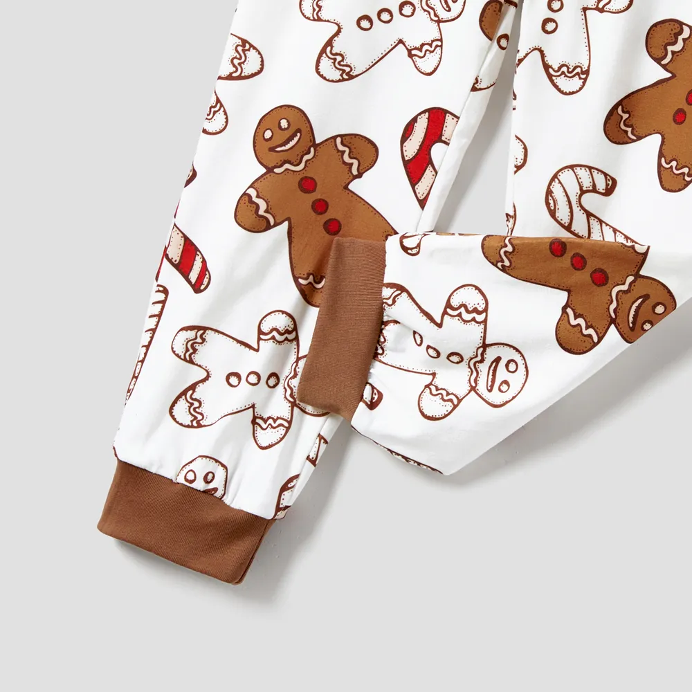 Christmas Family Matching Letter and Gingerbread Man Print Long-sleeve Pajamas Sets (Flame Resistant) big image 13