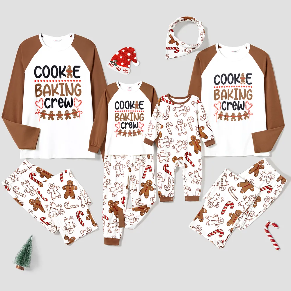Christmas Family Matching Letter and Gingerbread Man Print Long-sleeve Pajamas Sets (Flame Resistant)  big image 4