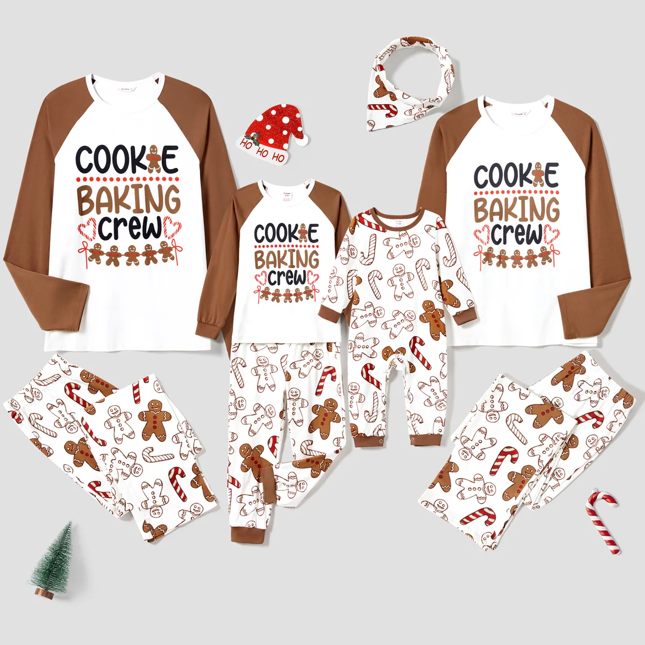 Weihnachten Familien-Looks Langärmelig Familien-Outfits Pyjamas (Flame Resistant) khaki big image 1