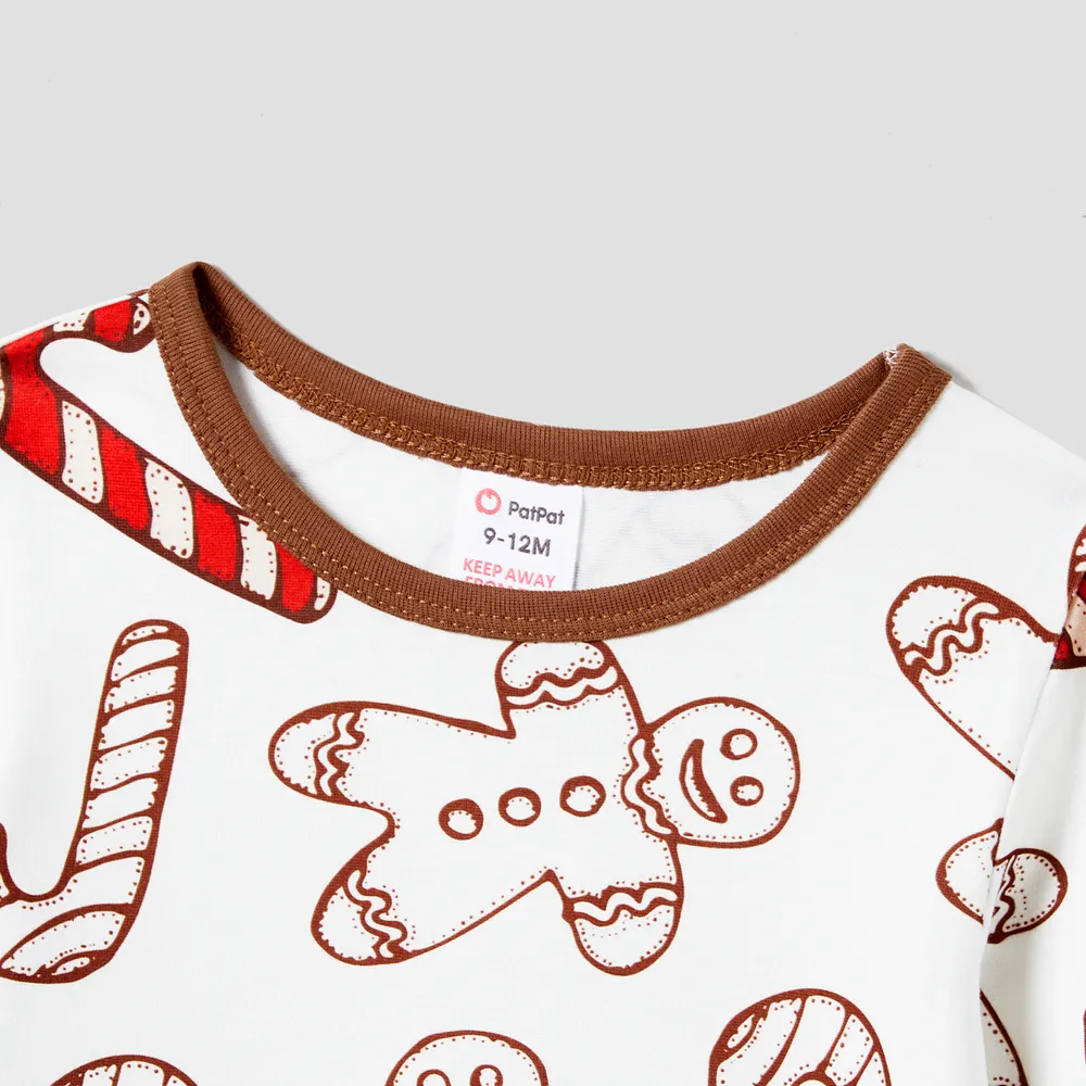 Christmas Family Matching Letter and Gingerbread Man Print Long-sleeve Pajamas Sets (Flame Resistant) big image 5