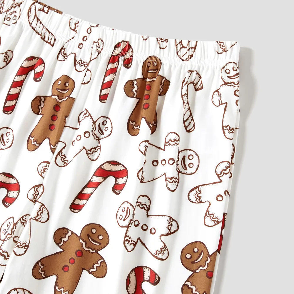 Christmas Family Matching Letter and Gingerbread Man Print Long-sleeve Pajamas Sets (Flame Resistant)  big image 11