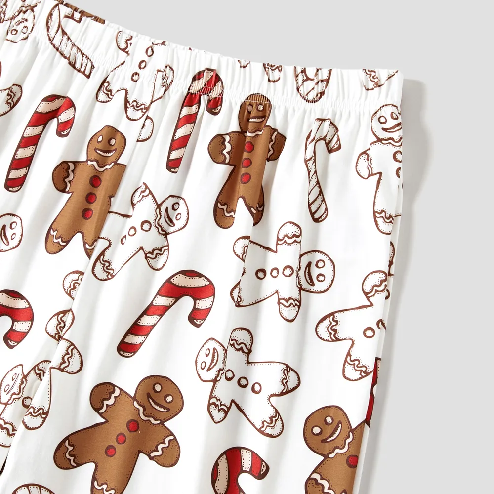 Christmas Family Matching Letter and Gingerbread Man Print Long-sleeve Pajamas Sets (Flame Resistant) big image 11