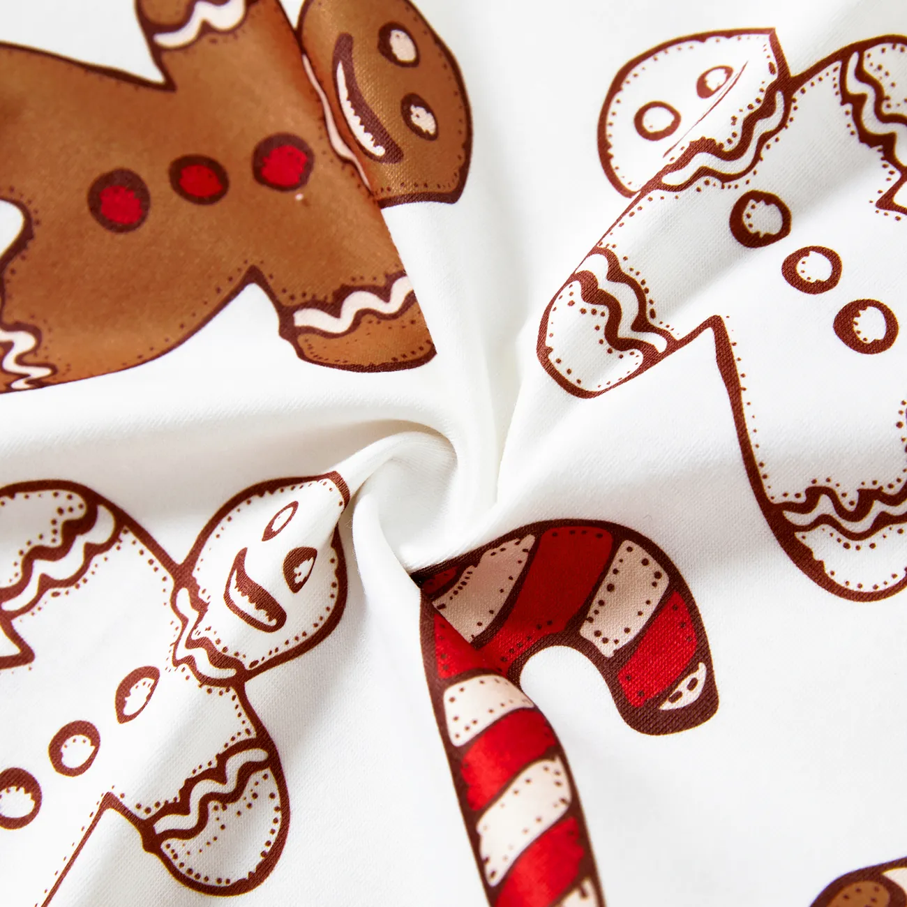 Christmas Family Matching Letter and Gingerbread Man Print Long-sleeve Pajamas Sets (Flame Resistant) Khaki big image 1