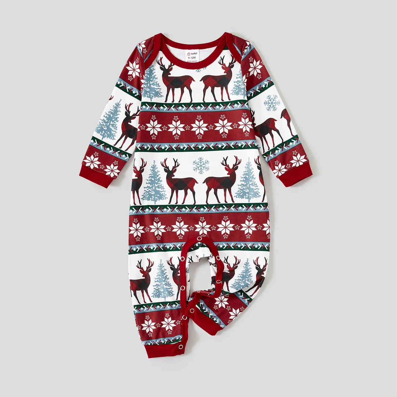 Christmas Allover Reindeer and Snowflake Print Family Matching Pajamas Sets  (Flame Resistant) Only $12.99 PatPat US Mobile