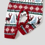Christmas Allover Reindeer and Snowflake Print Family Matching Pajamas Sets (Flame Resistant) Burgundy image 6
