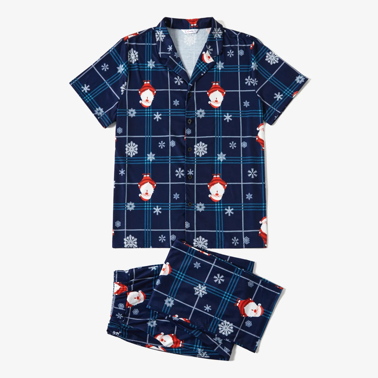 Noël Look Familial Manches longues Tenues de famille assorties Pyjamas (Flame Resistant) Bleu big image 1