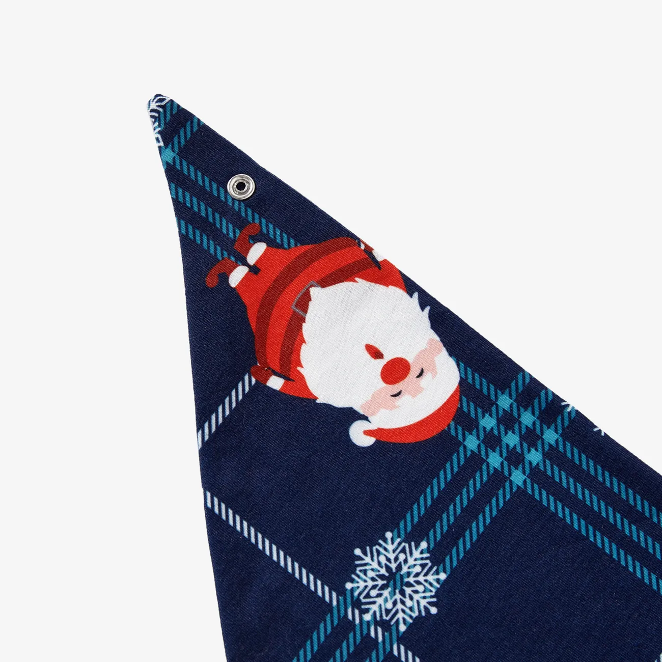 Christmas Santa & Snowflake Print Notched Collar button-down Shirt and Pants Family Matching Pajamas Sets (Flame Resistant) Blue big image 1