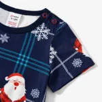 Christmas Santa & Snowflake Print Notched Collar button-down Shirt and Pants Family Matching Pajamas Sets (Flame Resistant)  image 4