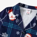 Christmas Santa & Snowflake Print Notched Collar button-down Shirt and Pants Family Matching Pajamas Sets (Flame Resistant)  image 6