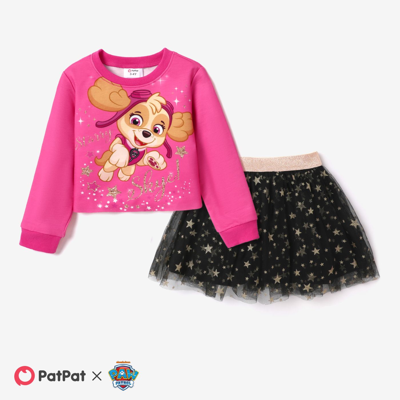 

PAW Patrol Toddler Girl 2pcs Character Print Long-sleeve Top and Mesh Skirt Set