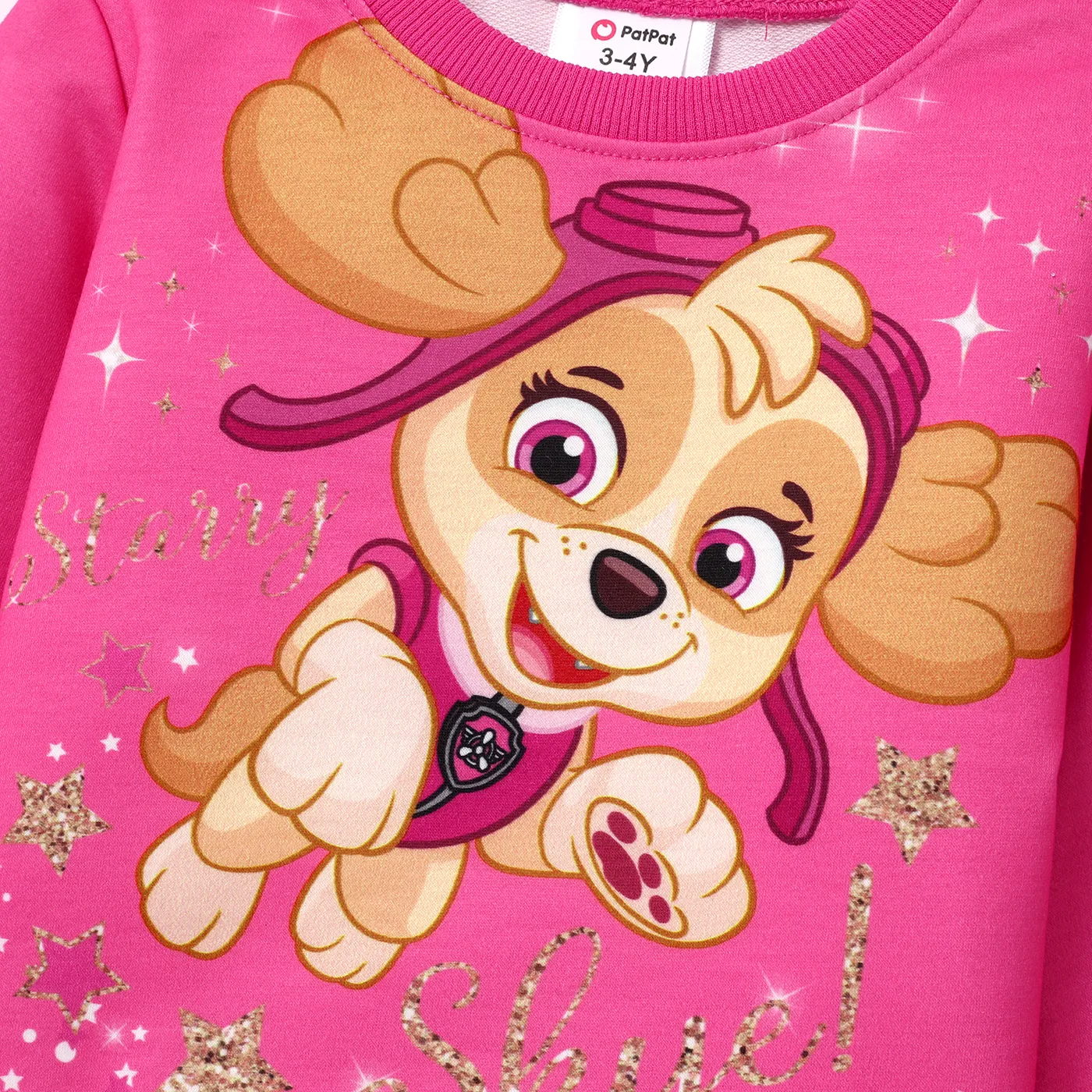 PAW Patrol Toddler Girl 2pcs Character Print Long-sleeve Top and Mesh Skirt Set Hot Pink image 2