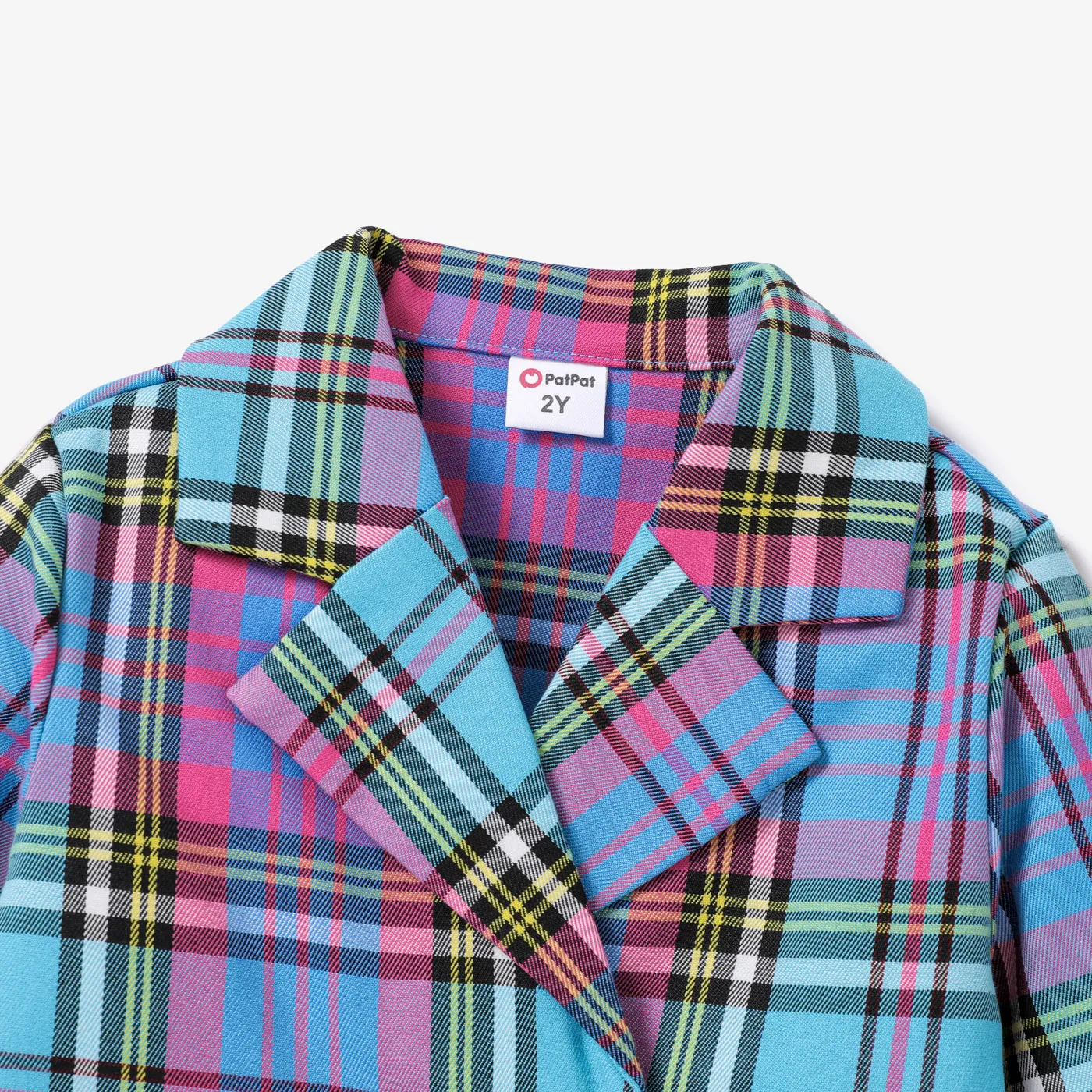 Toddler Girl Double-Breasted Grid Coat/Sweet Stripe Design Animal Butterfly Tee Pink image 4