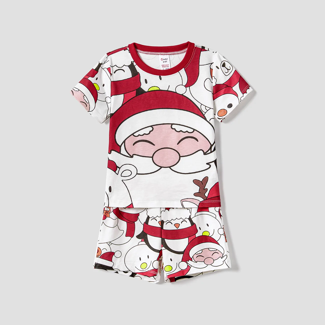 Natal Look de família Manga curta Conjuntos de roupa para a família Pijamas (Flame Resistant) Branco big image 1