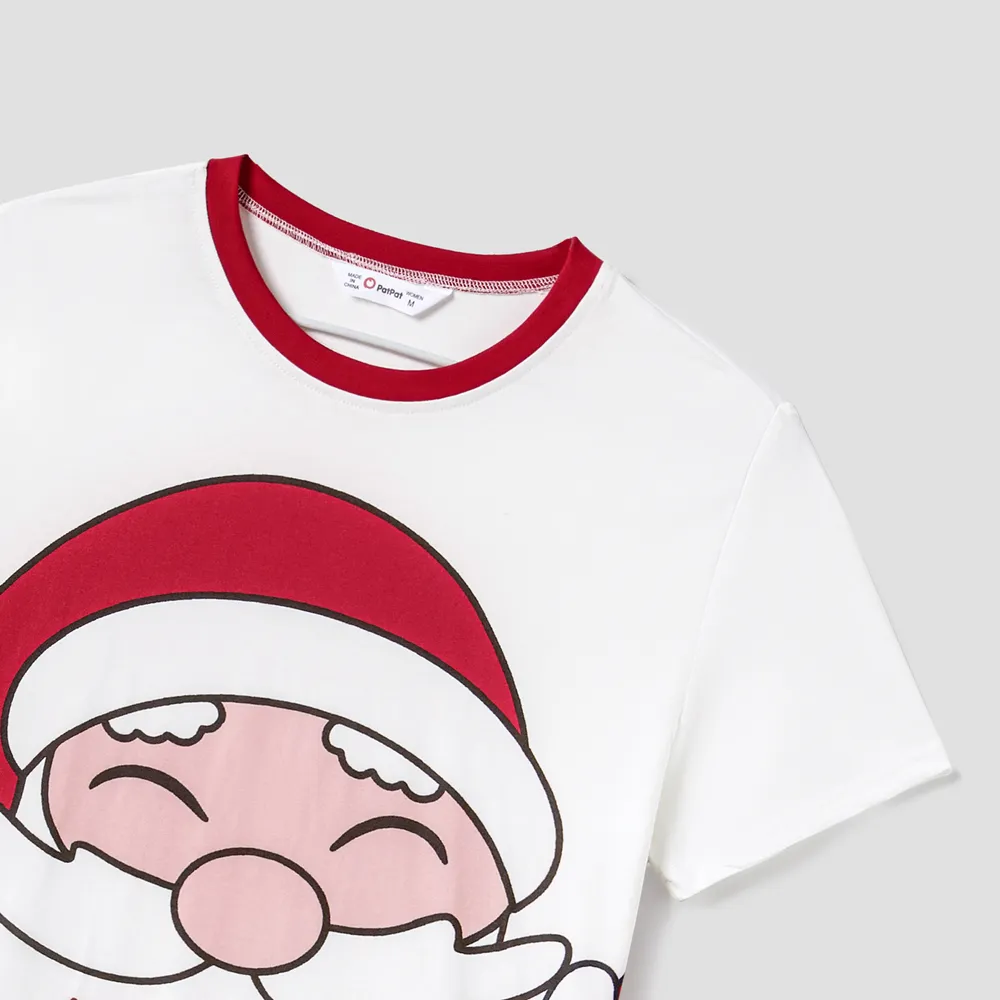 Christmas Santa and Snowman Print Family Matching Short-sleeve Tops and Shorts Pajamas Sets (Flame Resistant) big image 16