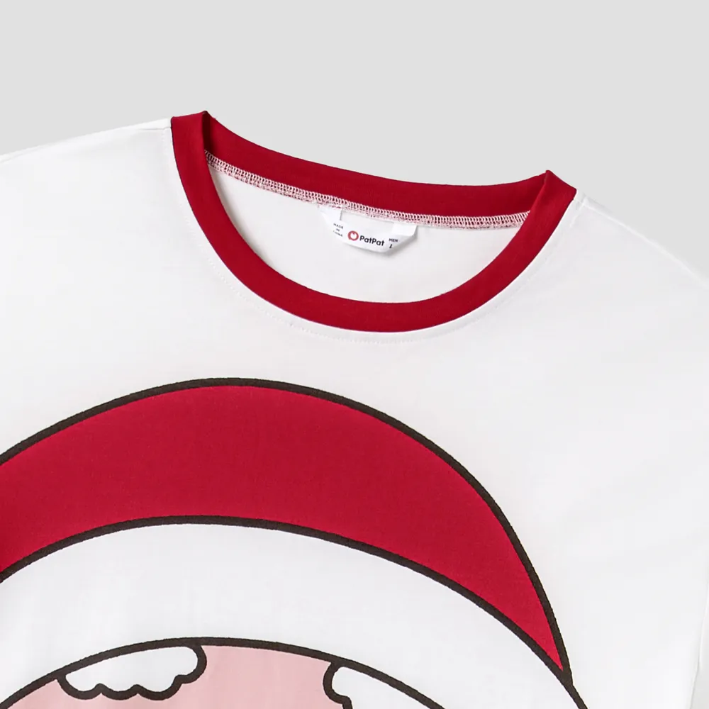 Christmas Santa and Snowman Print Family Matching Short-sleeve Tops and Shorts Pajamas Sets (Flame Resistant)  big image 21