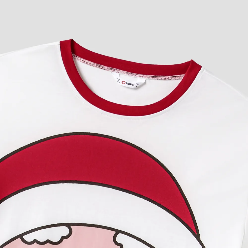 Christmas Santa and Snowman Print Family Matching Short-sleeve Tops and Shorts Pajamas Sets (Flame Resistant) big image 21