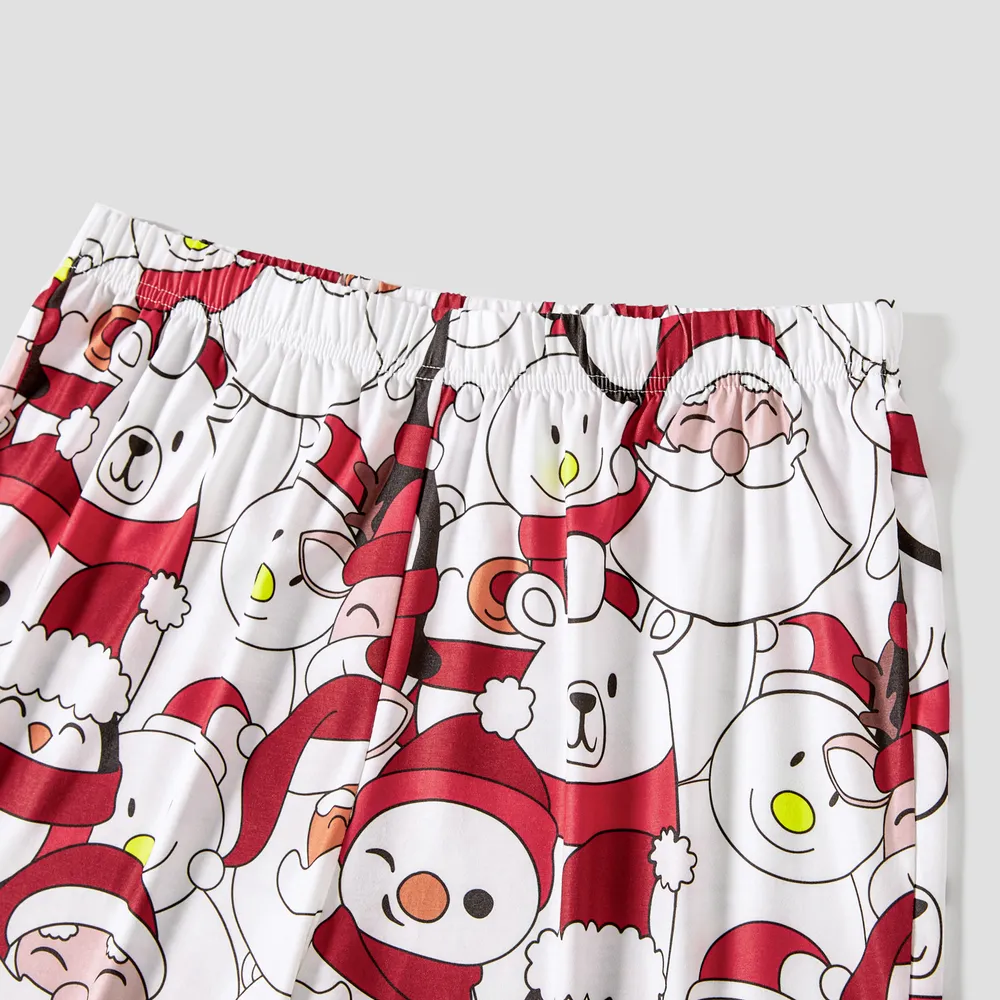Christmas Santa and Snowman Print Family Matching Short-sleeve Tops and Shorts Pajamas Sets (Flame Resistant) big image 18