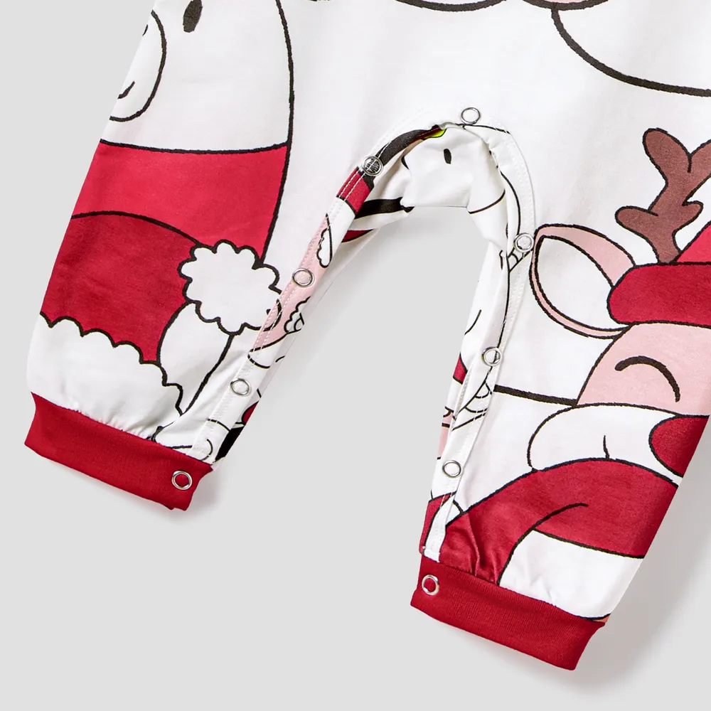 Christmas Santa and Snowman Print Family Matching Short-sleeve Tops and Shorts Pajamas Sets (Flame Resistant)  big image 4