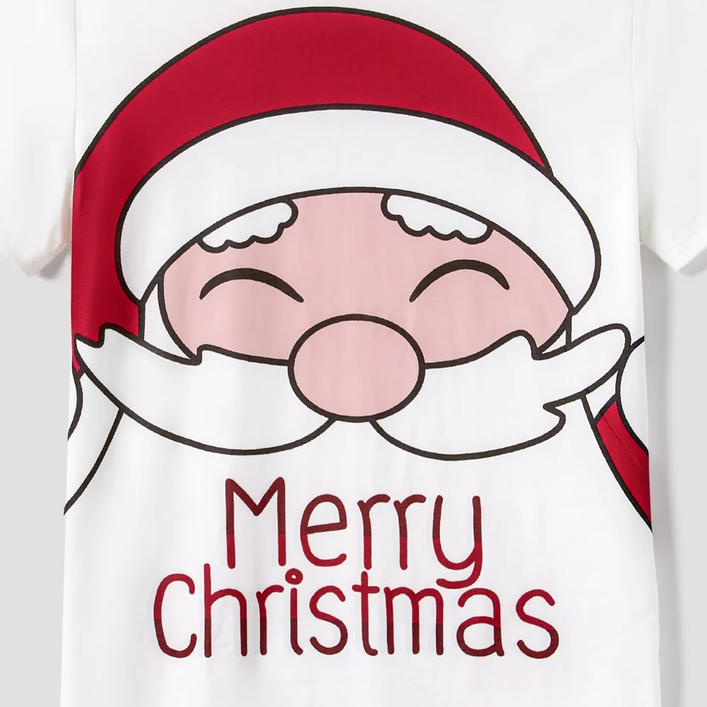 Christmas Santa and Snowman Print Family Matching Short-sleeve Tops and Shorts Pajamas Sets (Flame Resistant)  big image 17