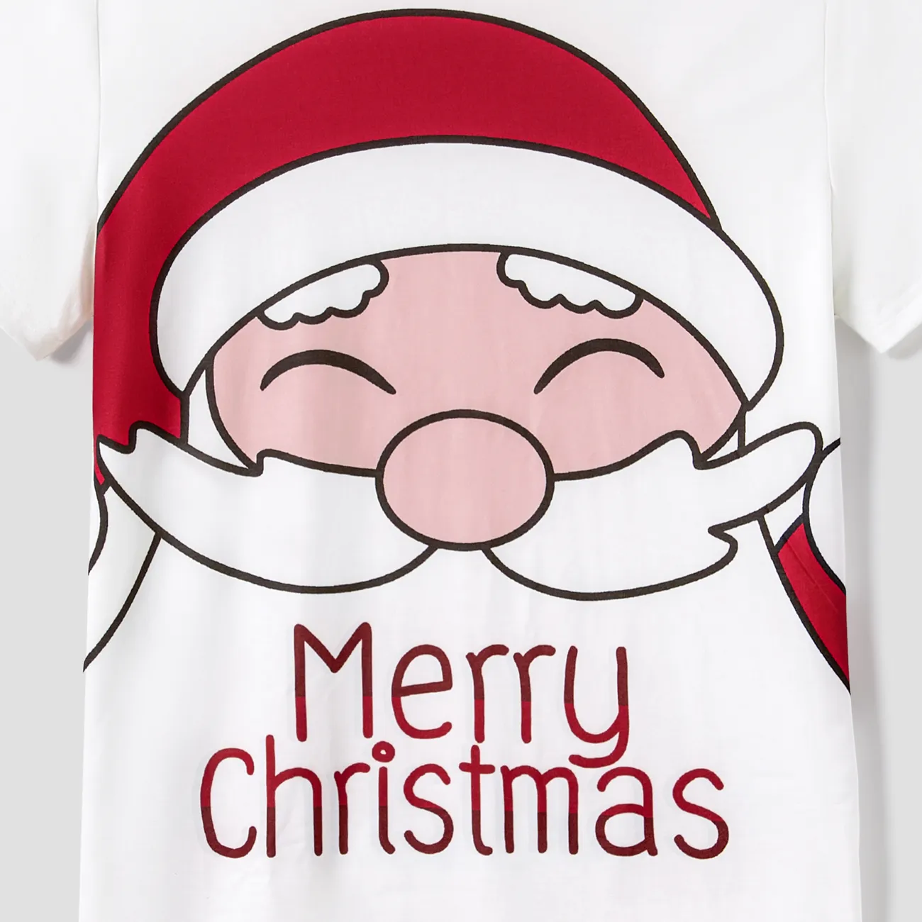 Christmas Santa and Snowman Print Family Matching Short-sleeve Tops and Shorts Pajamas Sets (Flame Resistant) White big image 1