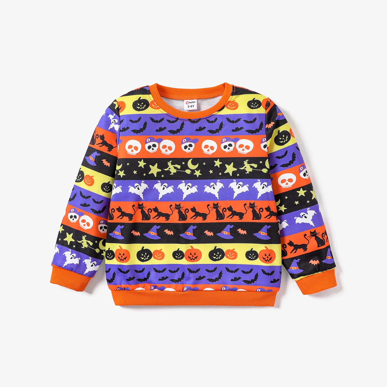Kid Boy Casual Halloween Long Sleeve Sweatshirt Orange big image 1