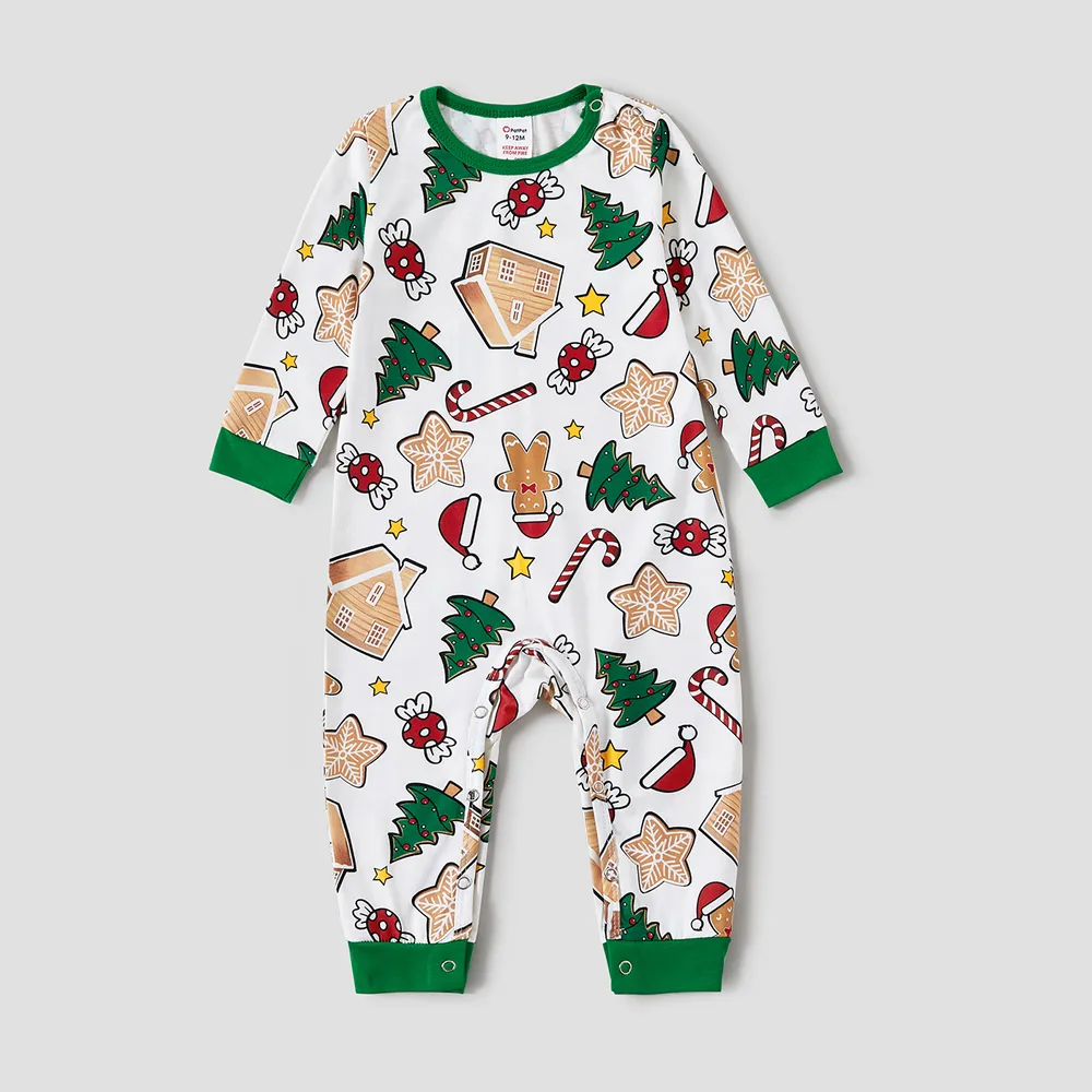 Christmas Family Matching Cute Cartoon Print Pajamas Sets (Flame Resistant) big image 1