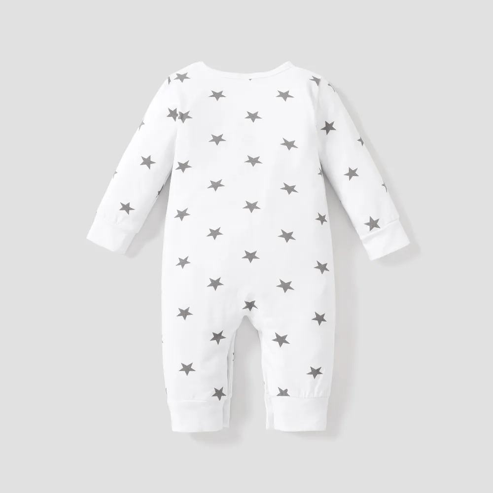 Baby Boy/Girl 95% Cotton Long-sleeve Love Heart Letter Print Stars/Striped Jumpsuit  big image 3