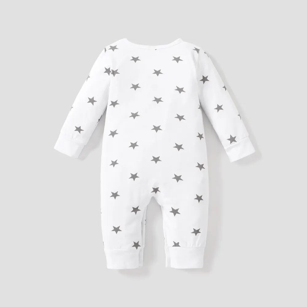 Baby Boy/Girl 95% Cotton Long-sleeve Love Heart Letter Print Stars/Striped Jumpsuit big image 3
