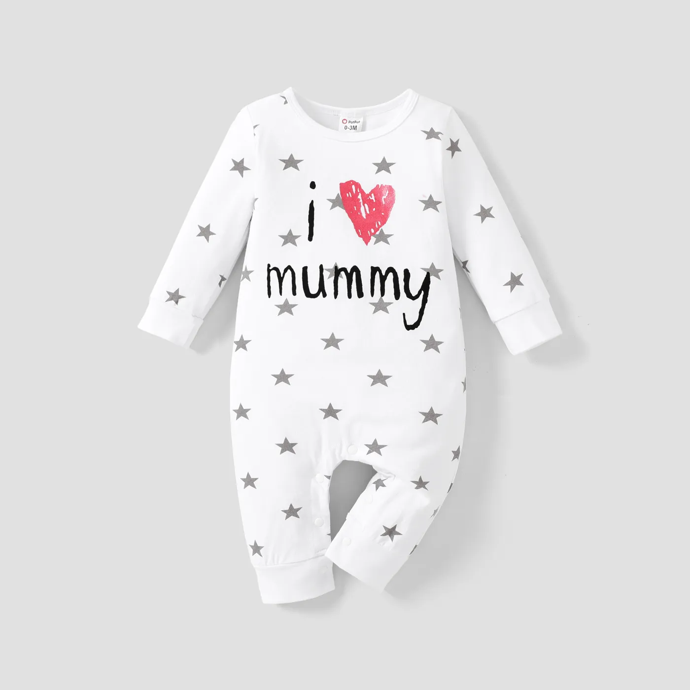 Letter Print Striped Long-sleeve Faux-two Baby Cotton Romper