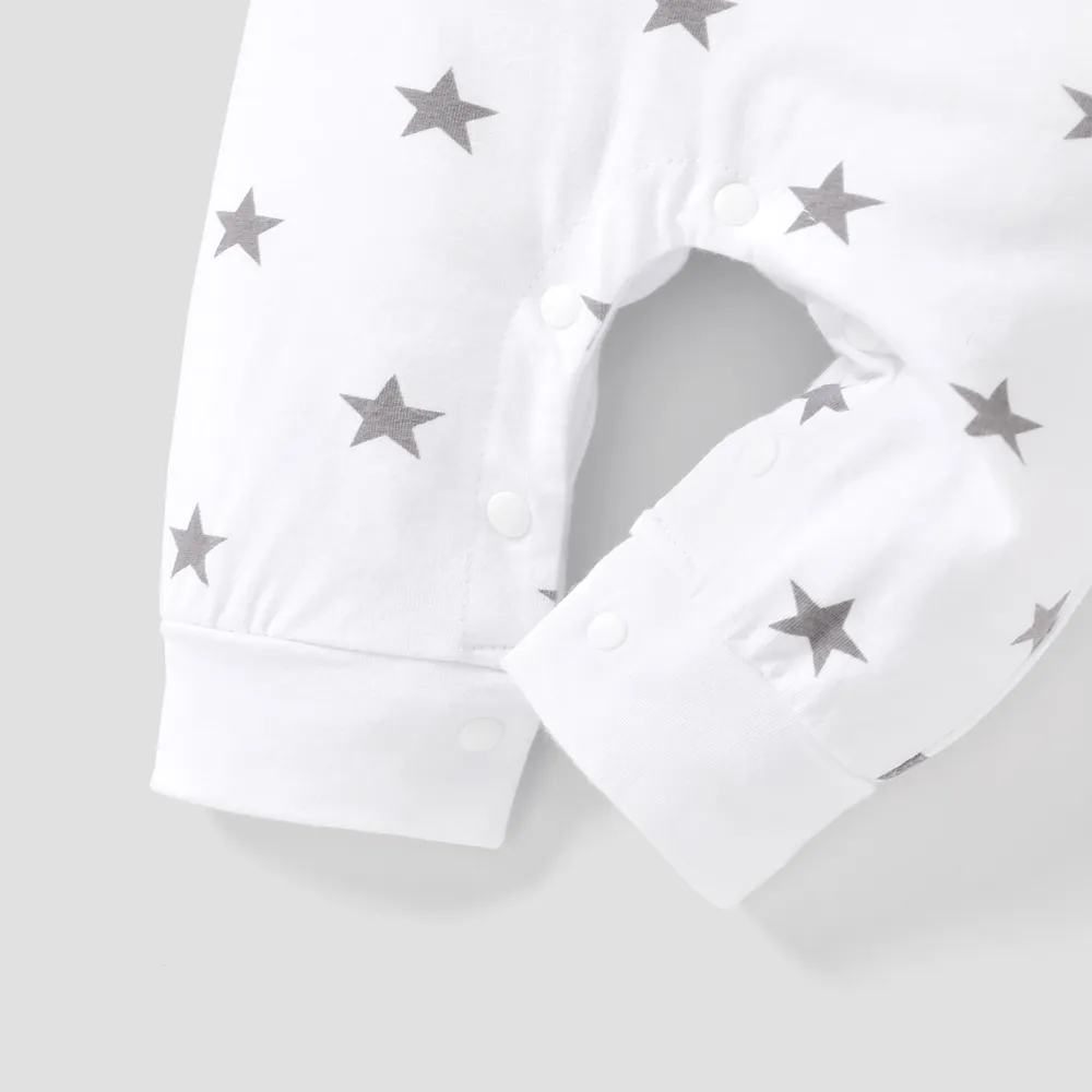Baby Boy/Girl 95% Cotton Long-sleeve Love Heart Letter Print Stars/Striped Jumpsuit  big image 6