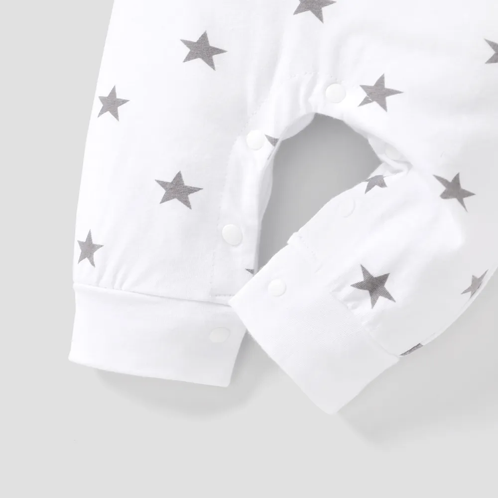 Baby Boy/Girl 95% Cotton Long-sleeve Love Heart Letter Print Stars/Striped Jumpsuit big image 6