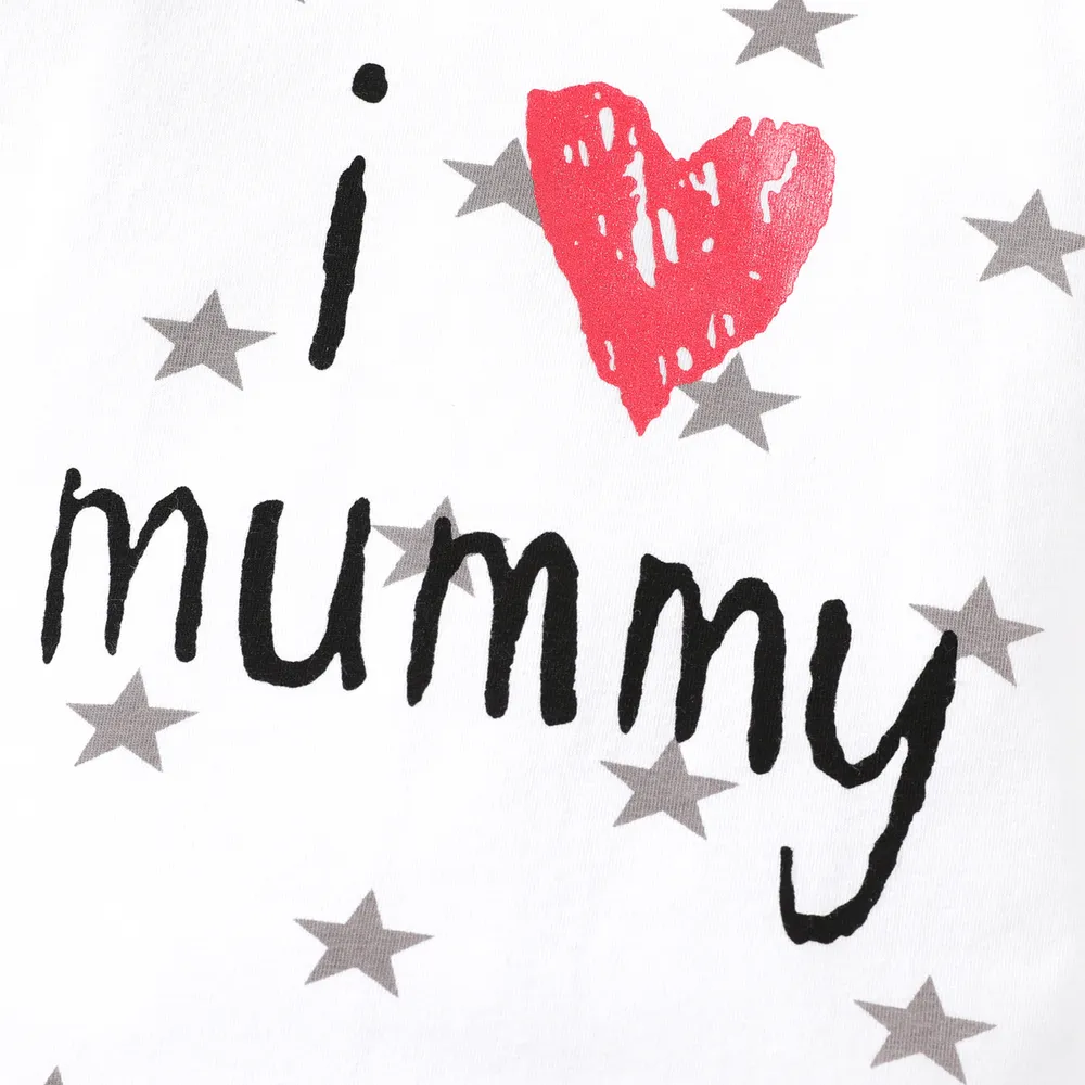 Baby Boy/Girl 95% Cotton Long-sleeve Love Heart Letter Print Stars/Striped Jumpsuit big image 5