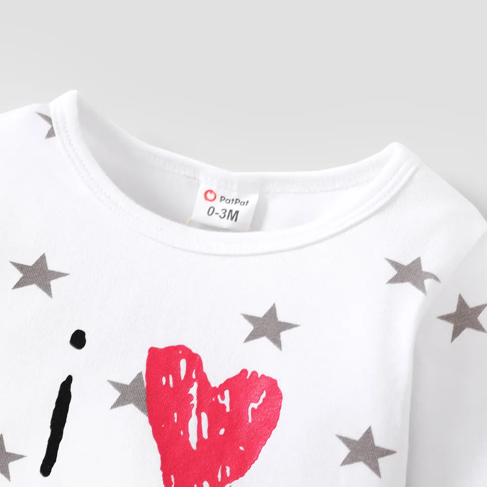 Baby Boy/Girl 95% Cotton Long-sleeve Love Heart Letter Print Stars/Striped Jumpsuit big image 4