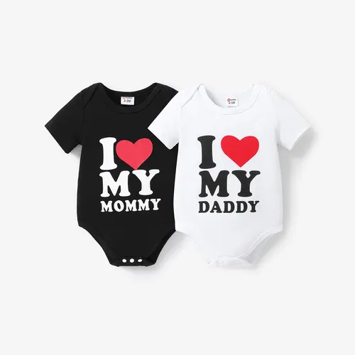 Baby Boy/Girl Heart & Letter Print Short-sleeve Romper