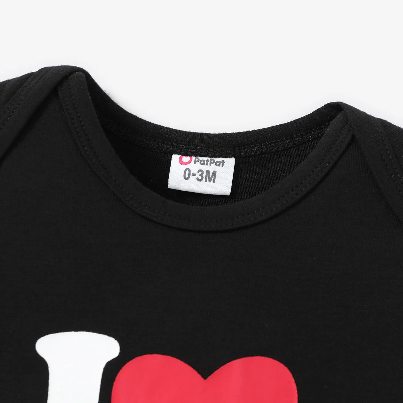 Baby Boy/Girl Heart & Letter Print Short-sleeve Romper Black image 4