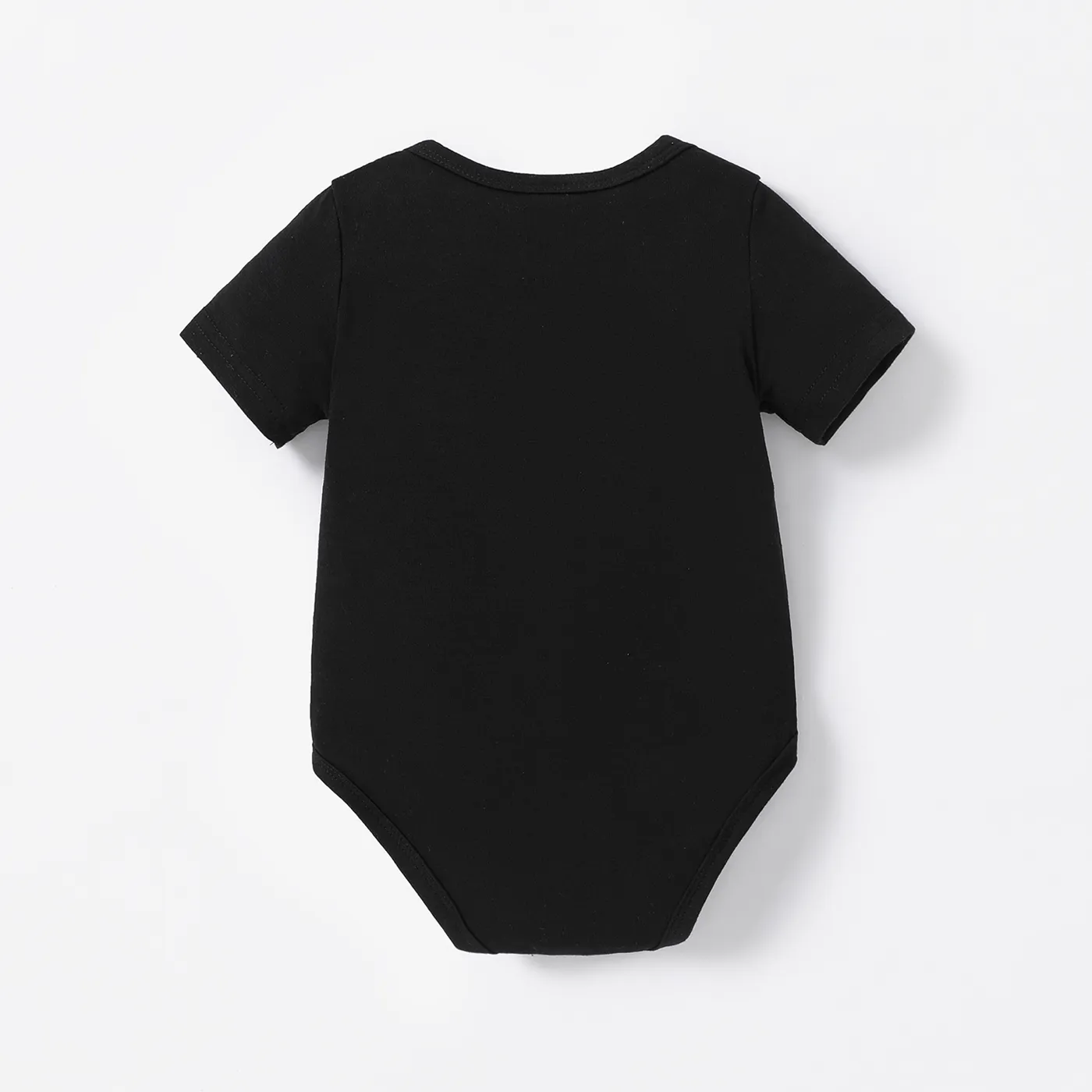 Baby Boy/Girl Heart & Letter Print Short-sleeve Romper Black image 3