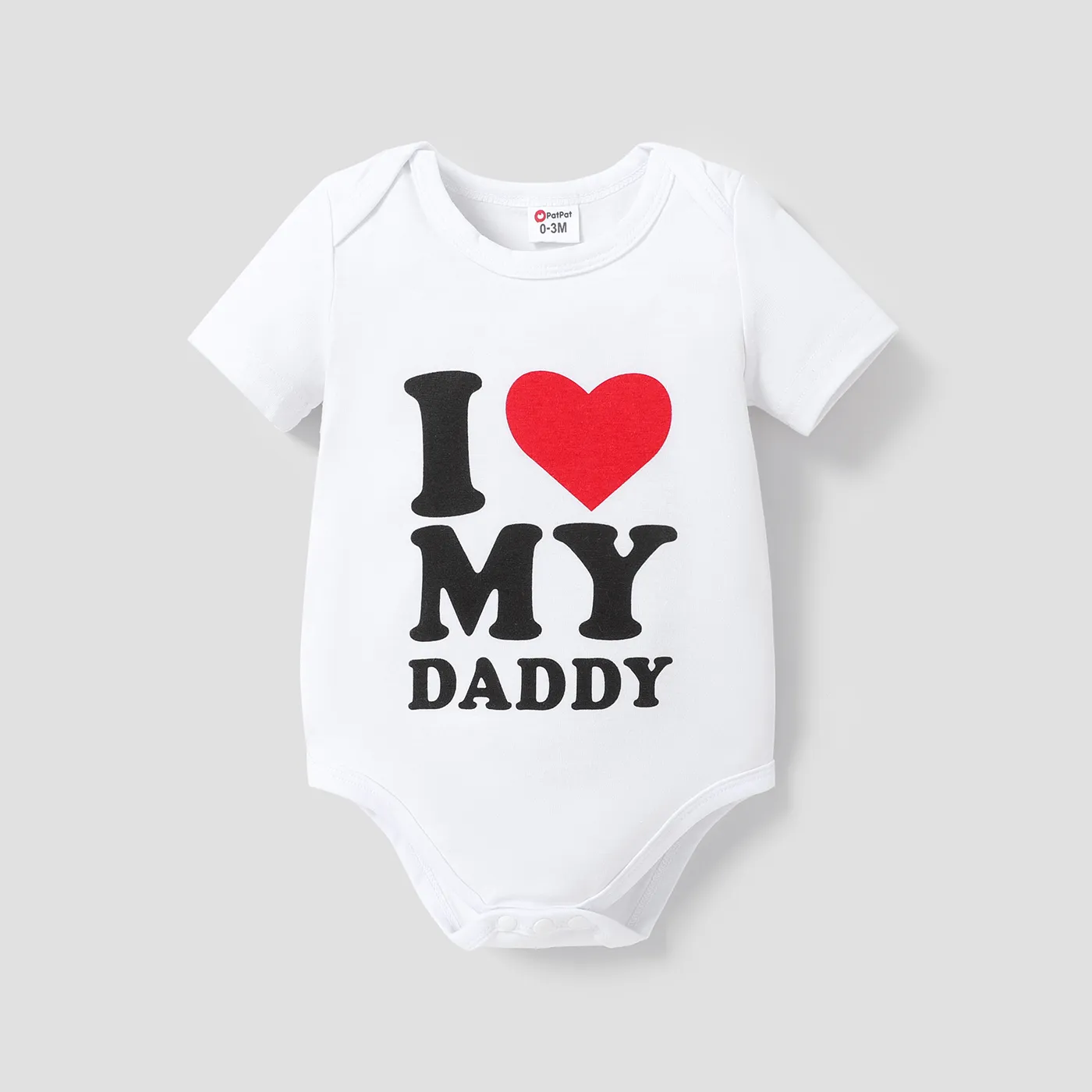 Baby Boy/Girl Heart & Letter Print Short-sleeve Romper White