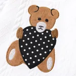 2pcs Teddy and Heart Applique Knitted Turtleneck Long-sleeve White Baby Set White image 2