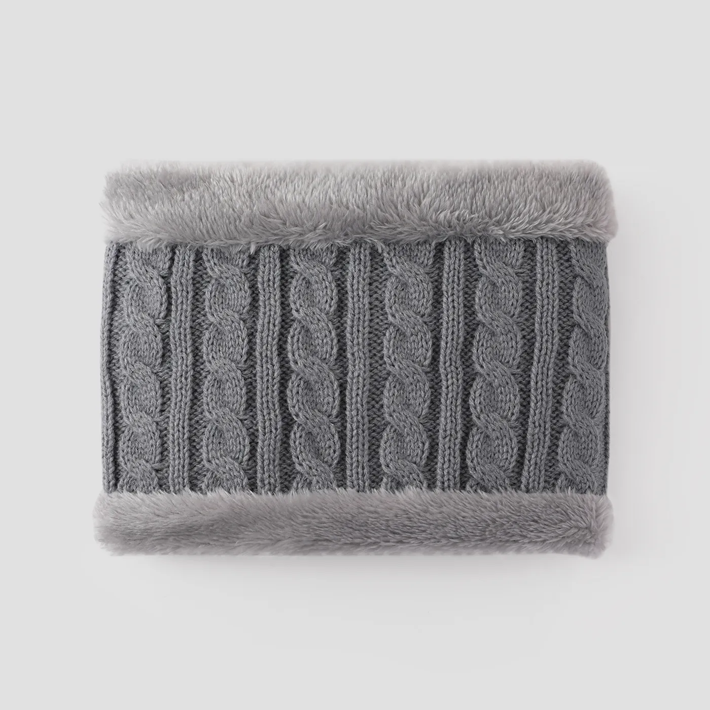 Three essential sets for children to keep warm in winter, hat + scarf + gloves Grey B
