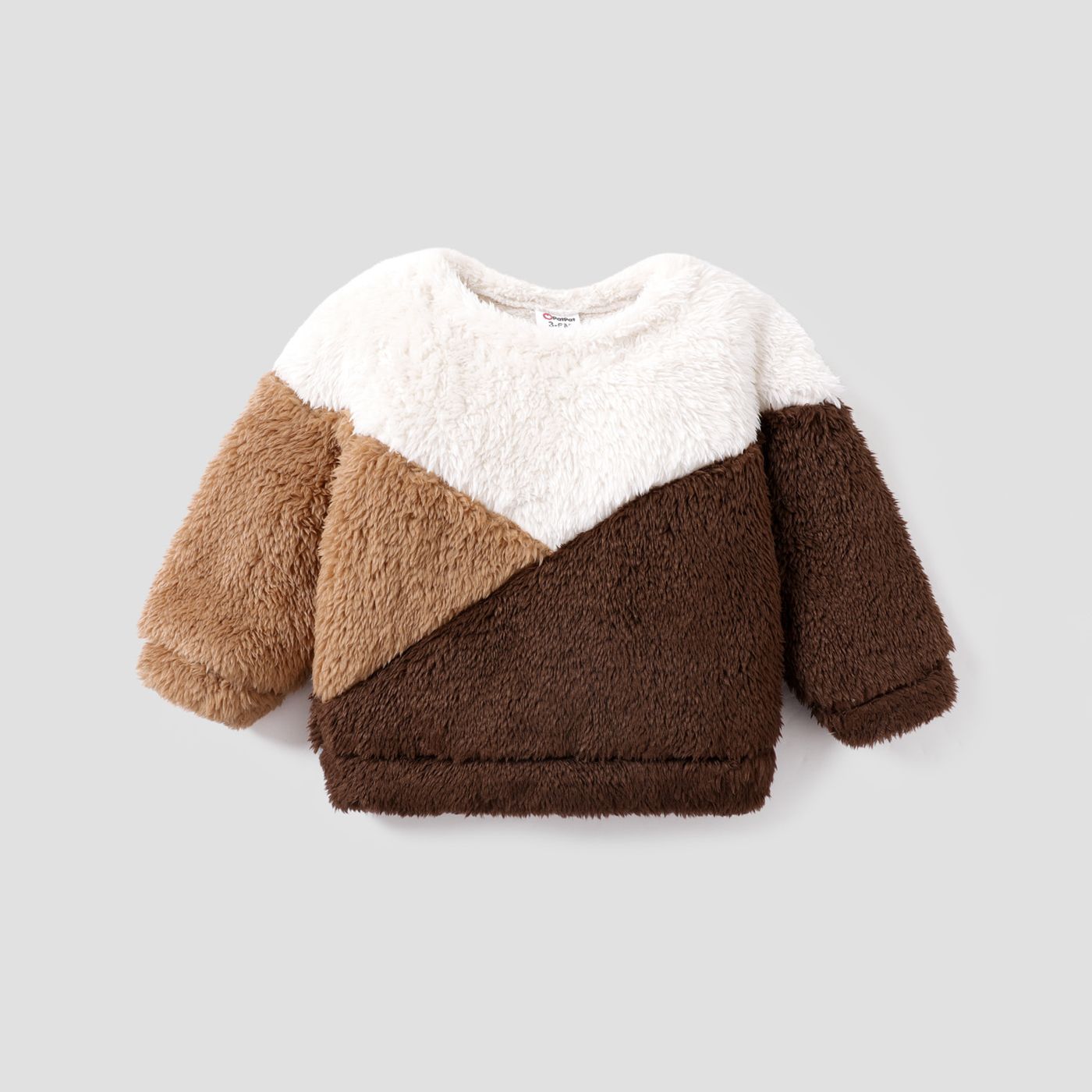 Baby Boy/Girl Colorblock Thermal Fuzzy Long-sleeve Pullover