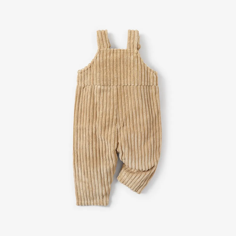 Baby Boy/Girl Solid Ribbed Fleece Overalls big image 2